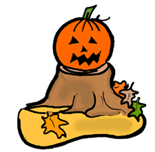 Carved Pumpkin on Stump
