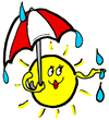 Sun Holding Umbrella in Rain