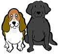 Basset Hound Dog & Sitting Black Labrador Dog Clipart