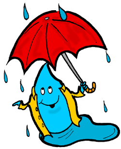 Rain Drop Holding Umbrella in Rain Clipart