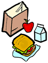 Healthy Brown Bag Lunch with Milk Clipart