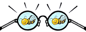 Looking Through Glasses at Happy Bee Clipart