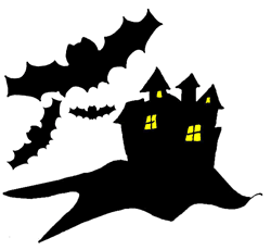 Haunted House with Bats Silhouette