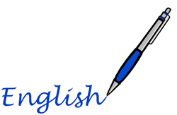 Blue Inked Pen Writing the Word 'English'