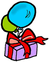 Gift with Bow & Balloons Clipart