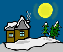 Moon House in Winter Snow Clipart