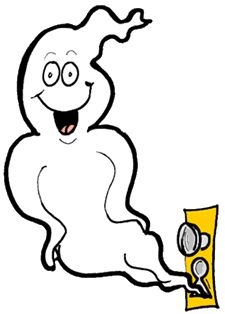 Happy Ghost Floating out of Key Hole Clipart