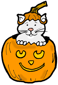 Happy Pumpkin White Cat Clipart