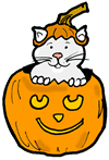 Kitty Sitting in Happy Pumpkin Clip Art