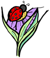 Purple Flower with Lady Bug Clip Art
