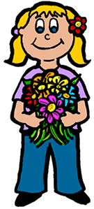 Girl Holding Flowers Clip Art