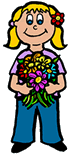 Bouquet of Flowers in Held by Blond Girl Clipart