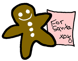Gingerbread Man with Santa Note Clip Art