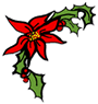 Poinsettia with Holly Clipart