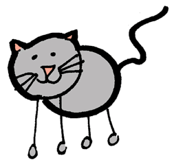 Gray Stick Figure Cat Clip Art