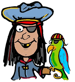 Pirate with Parrot Clipart