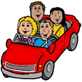 Group of Friends in a Car Clip Art