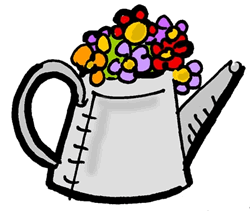 Flowers in Watering Can Clipart