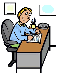 Man at Desk with Document Clipart