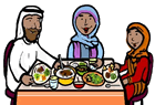 Middle Eastern Family Eating Dinner Clipart