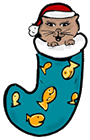 Cute Kitty in Stocking with Santa Hat Clipart