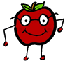 Stick Figure Red Apple Wearing Glasses Clip Art