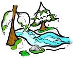 Snow Melting in Forest Clip Art