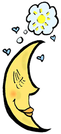 Happy Dreaming Moon Thinking of Sun Clipart
