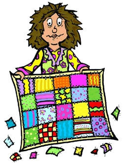 Frazzled Woman Holding Quilt Clipart