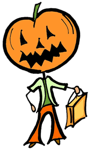 Stick Figure Halloween Pumpkinhead Treater Clipart