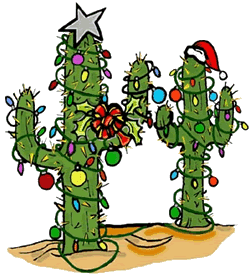 Christmas Decorations on Saguaro Cactus Clip Art