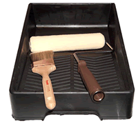 Brush, Paint Roller and Tray